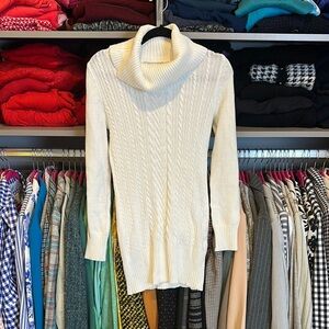 WHBM white long sleeve turtleneck sweater dress size XXS